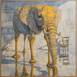 Dreaming Elephant: A Surrealist Pop Art Charcoal Fantasy