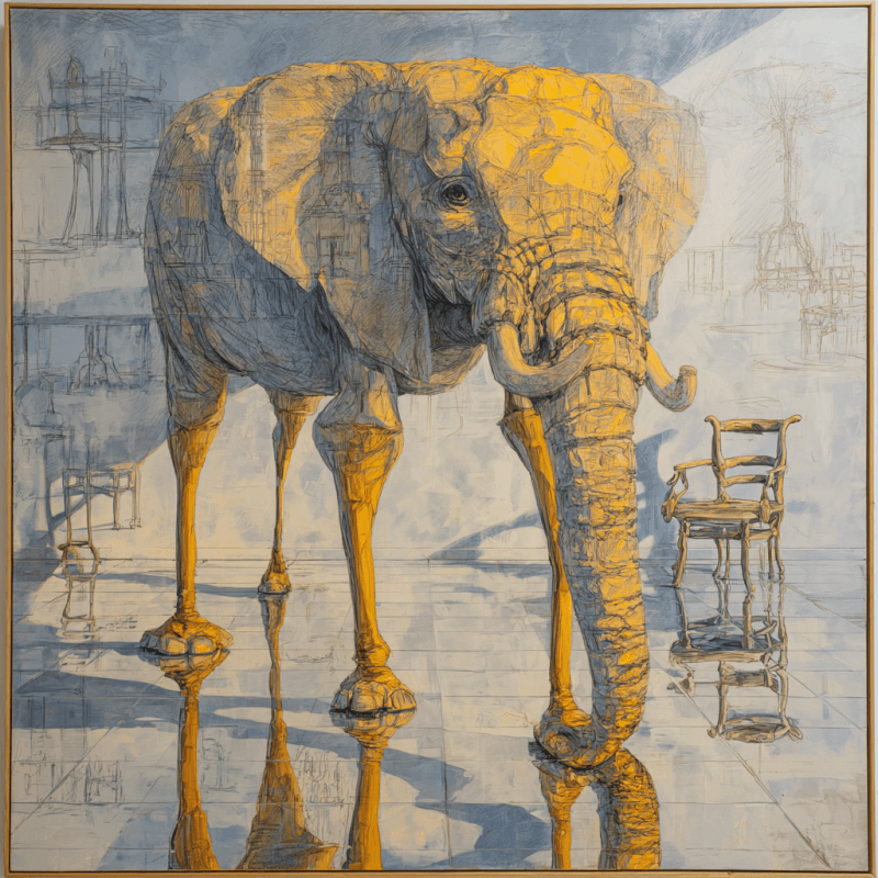 Dreaming Elephant: A Surrealist Pop Art Charcoal Fantasy