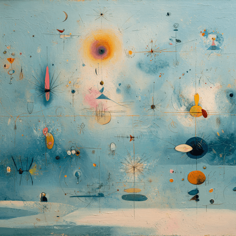Transcendent Contemplation: Miró-Inspired Spiritual Dreamscape