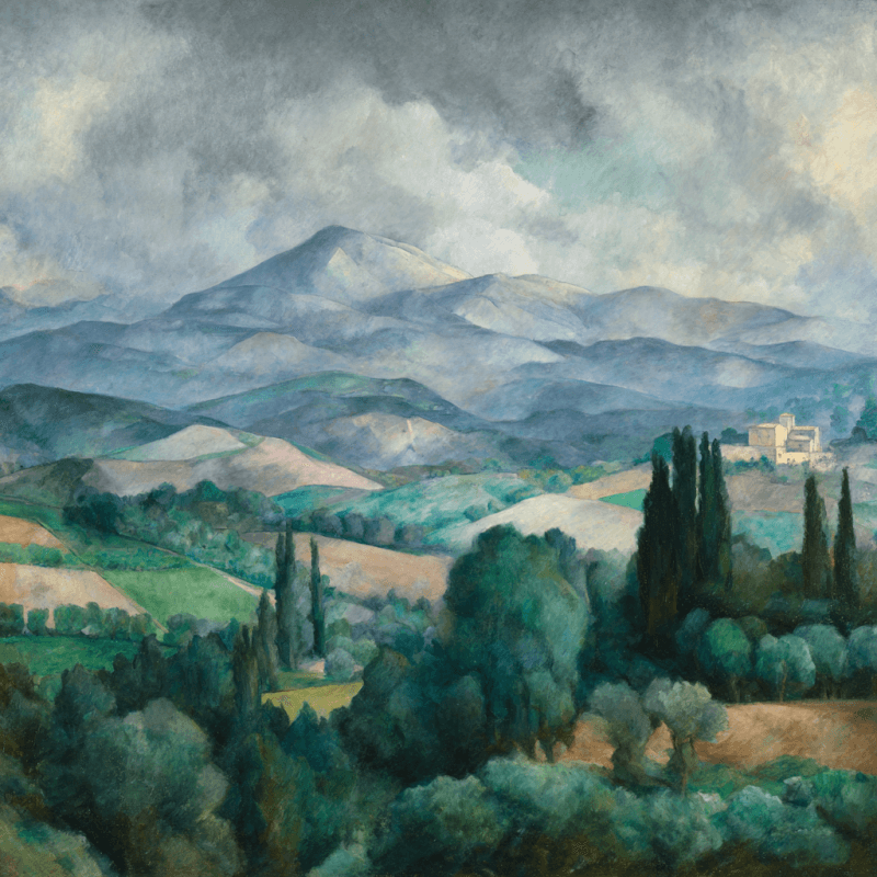 Cézanne's Twilight Terrain: Minimalist Renaissance Landscape