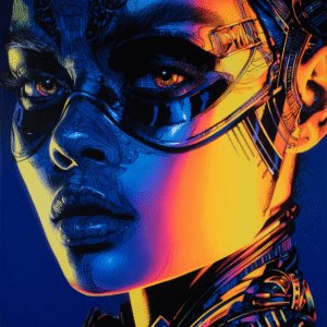 Neon Reverie: Pop Surrealism Portrait in Ramos-Inspired Ink