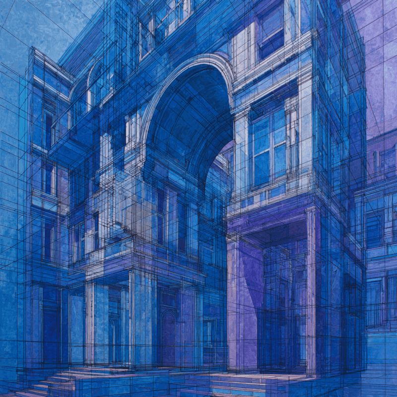 Geometric Whispers: 19th Century Architectural Lines - Sol LeWitt Inspired Ink Study