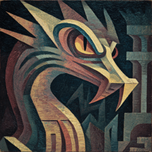 Mythical Guardian: Medieval Dragon Tale Inspired by Schmidt-Rottluff