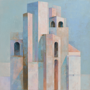 Medieval Essence: Minimalist Pastel Tower Series
