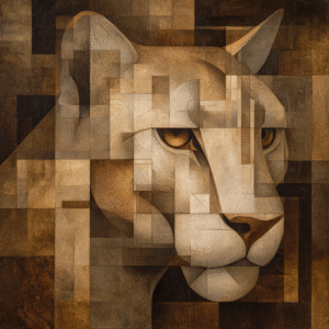 Fragmented Harmony: Cubist Animal Essence in Sepia Nostalgia