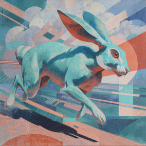 Energetic Hare: Surrealist Animal Study in Paul Colin's Art Deco Pastel