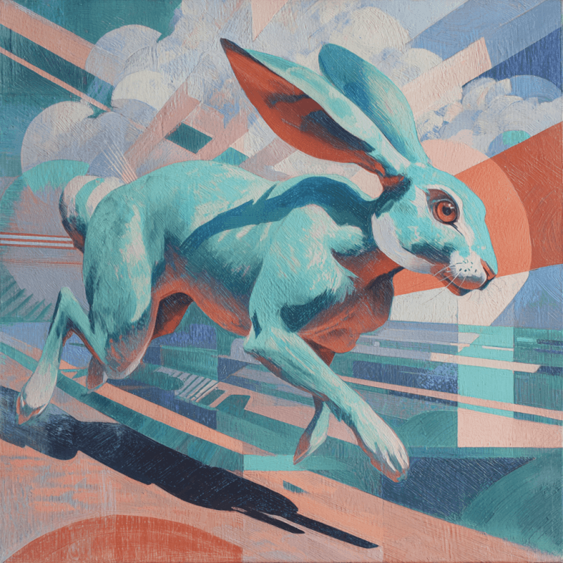 Energetic Hare: Surrealist Animal Study in Paul Colin's Art Deco Pastel