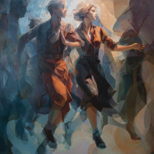 Digital Baroque Elegance: Contemporary Figures in Motion