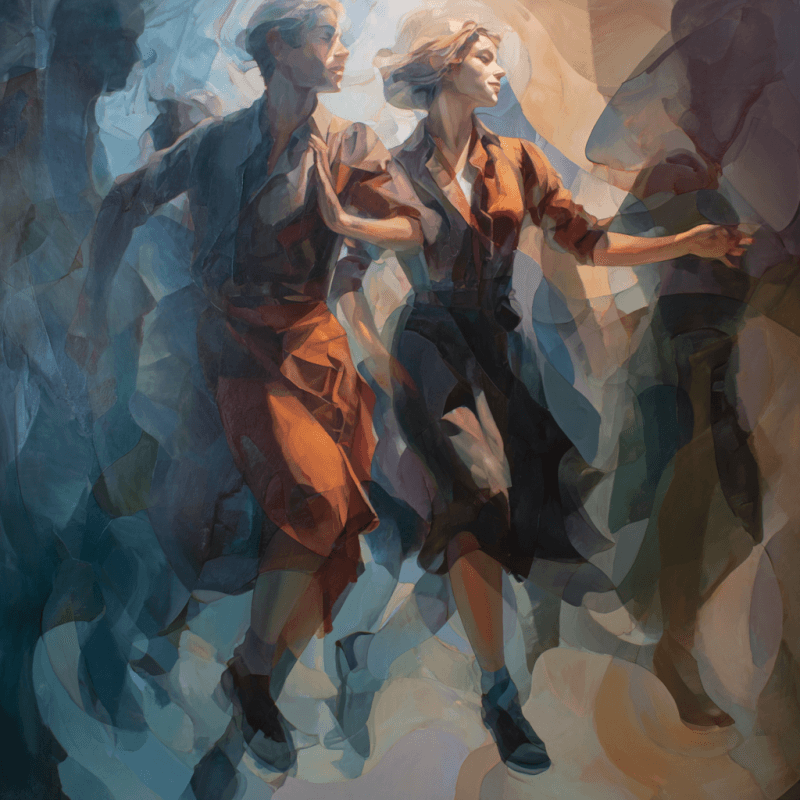 Digital Baroque Elegance: Contemporary Figures in Motion