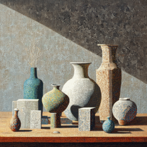 Serene Convergence: Mid-Century Still Life in Pointillist Neoclassicism