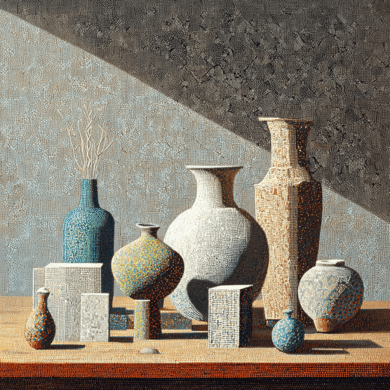 Serene Convergence: Mid-Century Still Life in Pointillist Neoclassicism