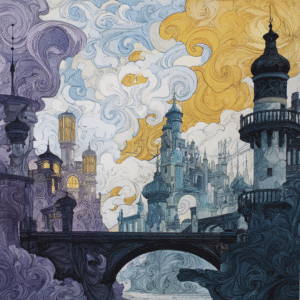 Whimsical Cityscape Dreams: Baroque Energy in Beardsley's Flowing Lines
