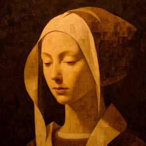 Sepia Solace: Renaissance-Inspired Fauvist Portrait with Chiaroscuro Depth