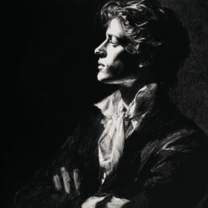 Bold Silhouette: Renaissance Figure in Charcoal - Caillebotte-Inspired Black & White Art