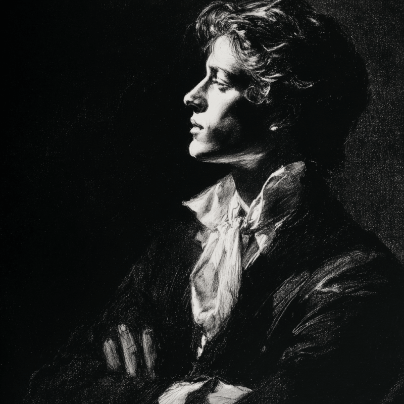 Bold Silhouette: Renaissance Figure in Charcoal - Caillebotte-Inspired Black & White Art