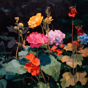 Ethereal Bloom: Vibrant Botanical Study in Marshall-Inspired Contemporary Romanticism