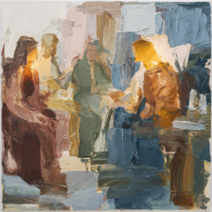 Ancient Symposium - Abstract Expressionist Historical Art in Frankenthaler Style