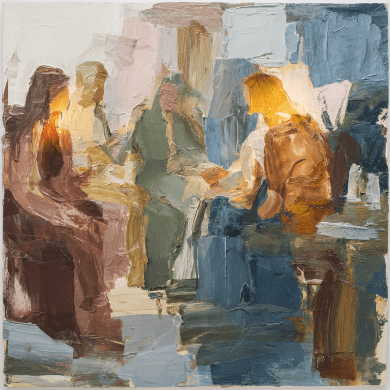 Ancient Symposium - Abstract Expressionist Historical Art in Frankenthaler Style