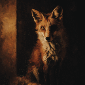 Baroque Wilderness: Fauvist Fox in Warm Twilight - Caravaggio-Inspired Animal Art