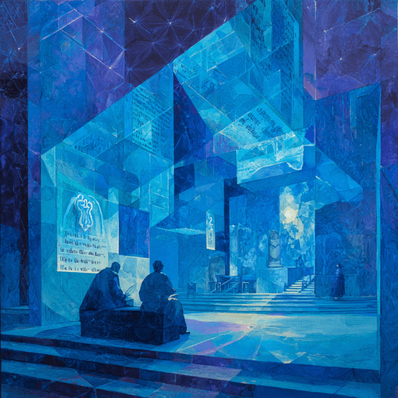 Transcendence Matrix: Surrealist Religious Iconography in Cool Tones