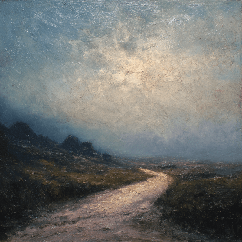 Misty Twilight Path: A Monet-Inspired Romantic Landscape