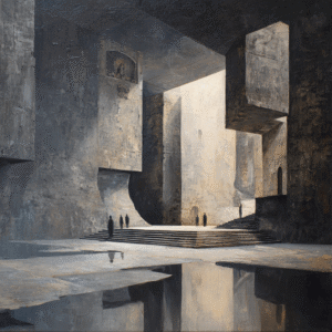 Temporal Echoes: Minimalist Charcoal Urban Remnants