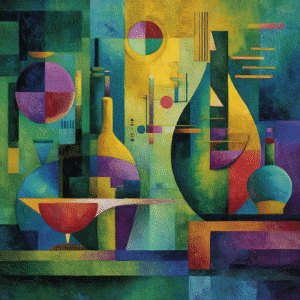 Whimsical Rhythms: Kandinsky-Inspired Abstract Still Life for Children's Spaces