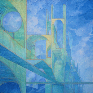 Ethereal Passages: Futuristic Architecture in Ukiyo-e Impressionism