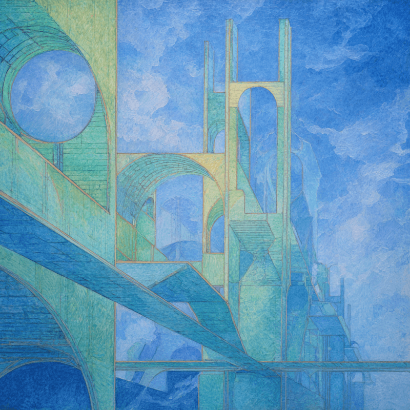 Ethereal Passages: Futuristic Architecture in Ukiyo-e Impressionism